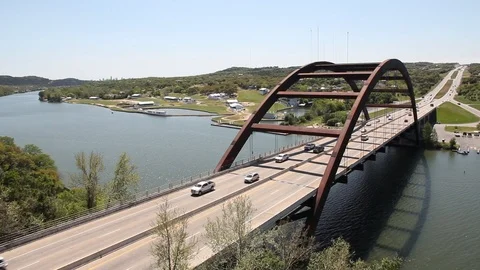 Austin 360 Bridge and River with Cars Stock Footage 89237784