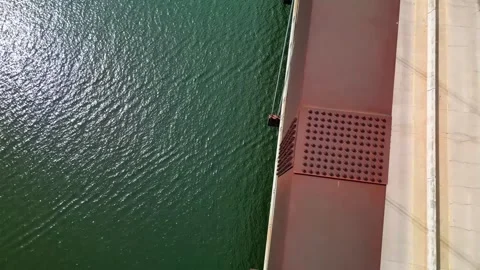 Austin 360 Bridge Top-Down Aerial View of Pennybacker Bridge Roadway Vídeos de archivo 347018488