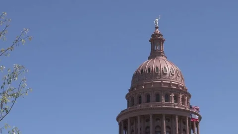 Austin Capitol Dome and Flags Stock Footage 72979164