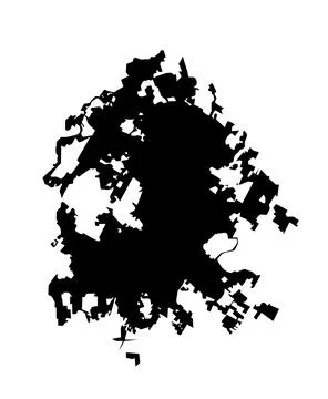 Austin city map vector silhouette illustration isolated. Ilustração Stock
