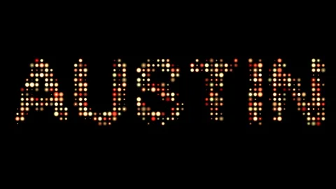 Austin City Name in Bright Dotty Lights on Black Background Stock Footage 303932334