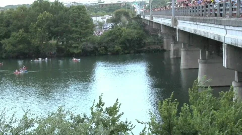 Austin Congress Bridge Bats Stock Footage 643169