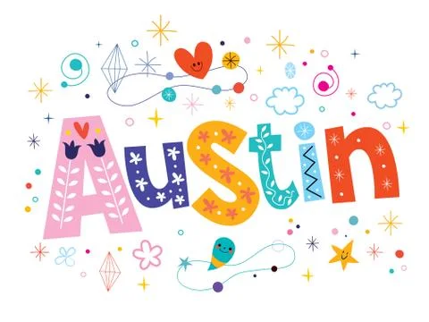 Austin decorative type lettering text design Stock Illustration