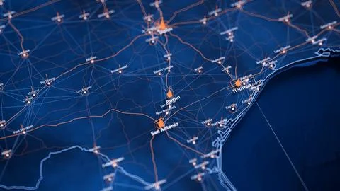 Austin map big data visualization. Futuristic map infographic of city in USA Stock Illustration