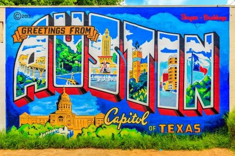 Austin Postcard Mural Stock Photos