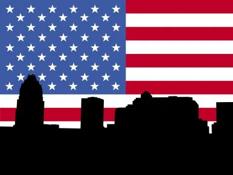 Austin skyline with flag Stock Illustration