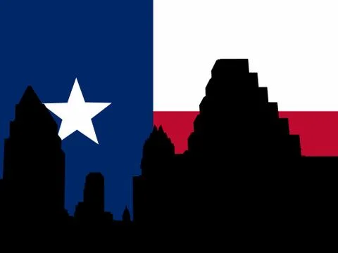 Austin skyline with flag Ilustración de archivo