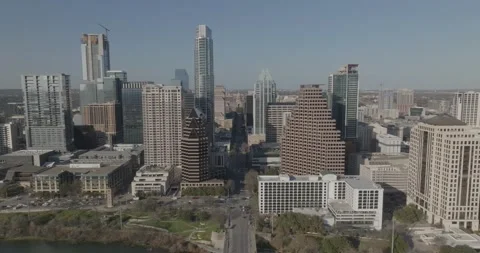 Austin Skyline Orbit Mavic 3 Capitol Building in center of frame second angle Stock Footage 235851135
