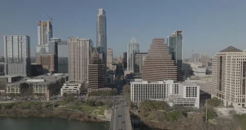 Austin Skyline Orbit Mavic 3 Capitol Building in center of frame Stock Footage 235851153