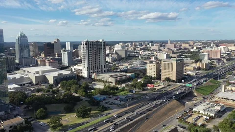 Austin Skyline Rising Behind the Interstate 35 Corridor Stock Footage 98255704