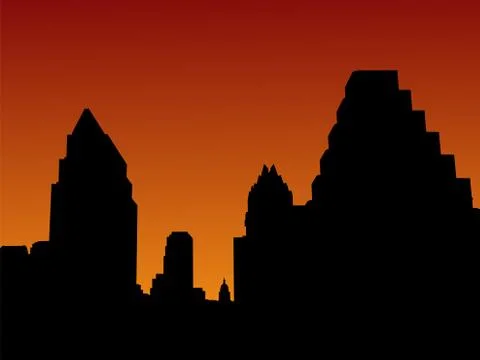 Austin skyline at sunset Ilustración de archivo