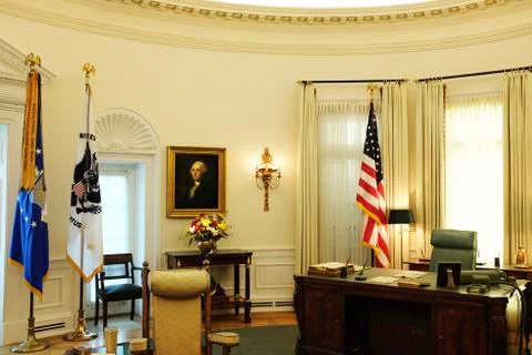 AUSTIN, TEXAS - 22 MAY 2017: Oval Office replica at the Lyndon B. Johnson Pre Stock Photos