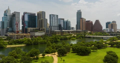 Austin, Texas 4K Downtown Skyline Aerial Hyperlapse Stockbeeldmateriaal 142670853