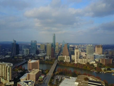 Austin Texas Downtown Skyline Profile Stock Footage