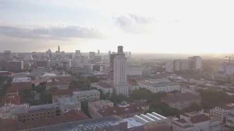 Austin, Texas drone pulls away from campus Stock Footage 82409885