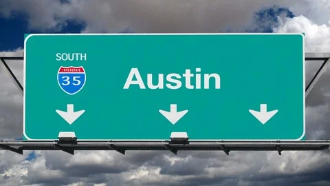Austin Texas Interstate Highway 35 Sign Stock Footage 103059179