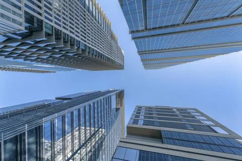 Austin, Texas- Low angle view of residential and corporate skyscrapers Stock Photos