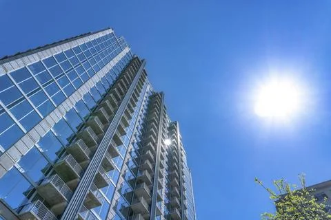 Austin, Texas- Low angle view of a high-rise condominium building against t.. Stock Photos