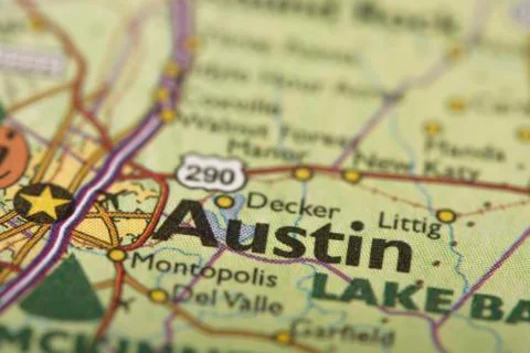 Austin, Texas on map Stock Photos