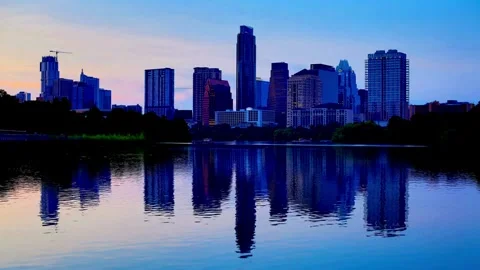 Austin Texas Skyline Reflection at Dawn Video stock 311491278