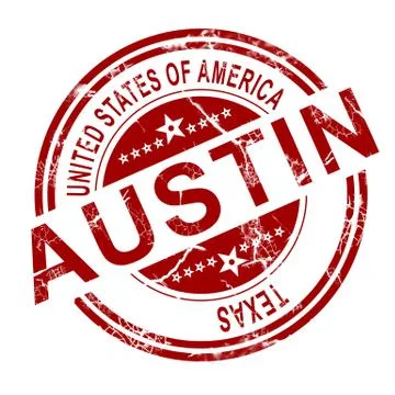 Austin Texas stamp with white background Illustrazione stock