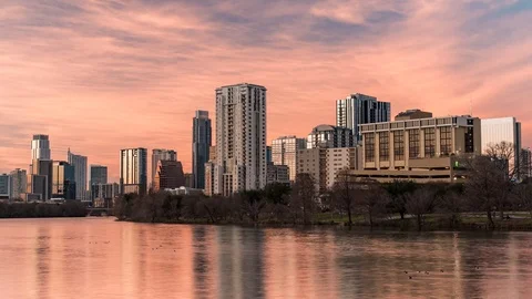 Austin Texas Time Lapse Skyline Downtown Sunset Winter Day to Night Stock-Footage 100829246