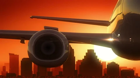Austin Texas USA America Skyline Sunrise Take Off Stock Footage