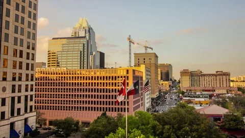 Austin TX Downtown Sunset Stock Footage 73607348