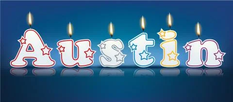 Austin written with burning candles Stock Illustration