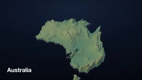 Australia 3D elevation relief map Stock Footage 340607779