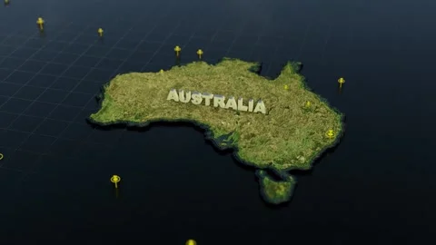 Australia 3D Map With Animation Stock Footage 301940504