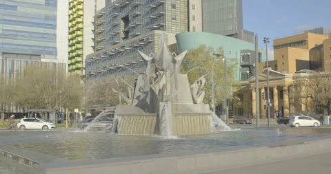 Australia Adelaide Victoria-Square-Three-Rivers-Fountain-motion1 422 25FPS Stock Footage 128718323