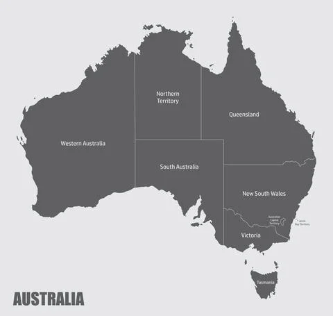 Australia administrative map Stock Illustration