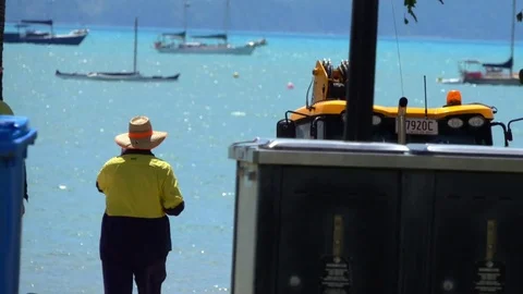 Australia, Airlie Beach, Workers Stock Footage 70288497