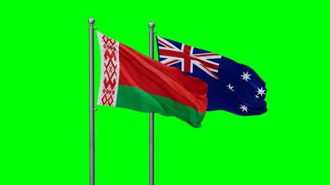 Australia and Belarus two flags Stock Footage 292795898