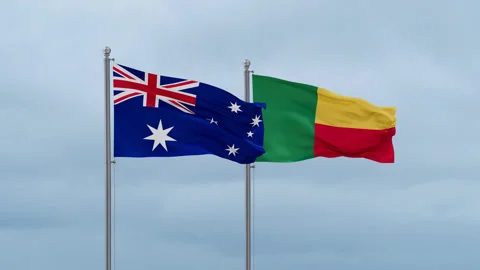 Australia and Benin national flags Video stock 252128752