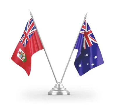 Australia and Bermuda table flags isolated on white 3D rendering Stock Illustration