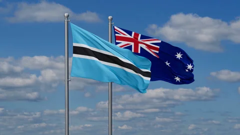 Australia and Botswana two flags Stock Footage 287106442