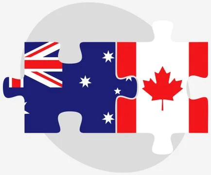 Australia and Canada Flags in puzzle Stock Illustration