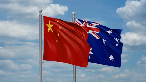 Australia and China two flags Stock Footage 267401153