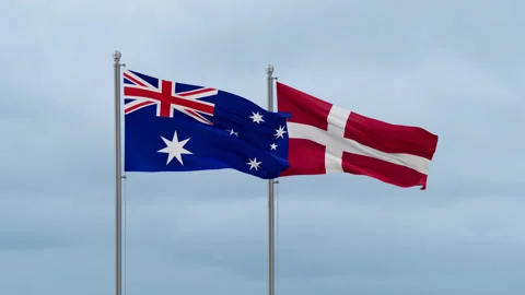 Australia and Denmark flags Stock Footage 252129136