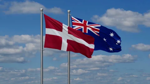 Australia and Denmark two flags Stock Footage 280238537