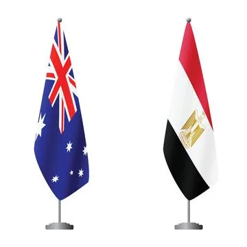 Australia and Egypt flags on flagpoles for official ceremonies and meetings 库存插图
