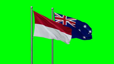 Australia and Indonesia two flags Video stock 289642392