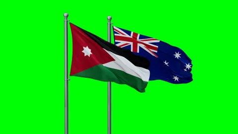Australia and Jordan two flags Stock Footage 292807662
