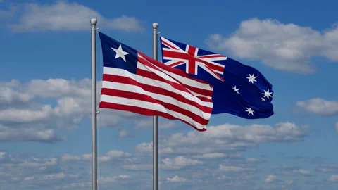 Australia and Liberia two flags Stock Footage 288391103