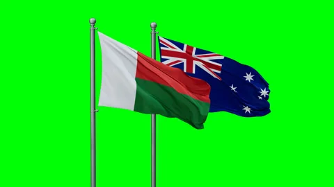 Australia and Madagascar two flags Stock Footage 295076853