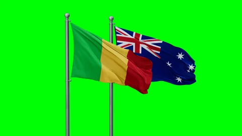 Australia and Mali two flags Stock Footage 294260852