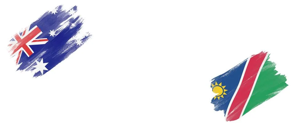 Australia and Namibia Flags on White Stock Illustration