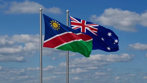 Australia and Namibia two flags Stock Footage 287949471